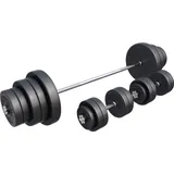 GORILLA SPORTS® Langhantel Set 130 kg – 170 cm Langhantelstange, 2 Kurzhanteln & Hantelscheiben 30 mm mit Sternverschlüssen – Fitness & Kraft...