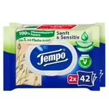Tempo sanft & sensitive Toilettentücher Feuchte, sanfte Toilettentücher mit Aloe Vera, 1 Doppel-Packung = 2 x 42 Tücher, mit Verschluss