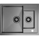 Klarstein – 1,5 Becken mit Ablage, Robuster 304 Edelstahl, Kratz- & Hitzebeständig, Leicht zu Reinigen, Inkl. Überlauf - Einbausatz... - Grau