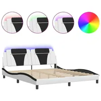 VidaXL Bettgestell mit LED ohne Matratze Weiß und Schwarz