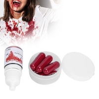 Kunstblut Kapseln, 6 Stück Blutkapseln zum Zerbeißen Halloween Vampir Blut Kapseln Filmblut Blut Theaterblut, für Halloween bilden Zombie Vampir Wunde Narbe