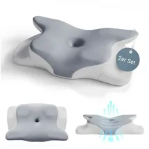 Juskys Nackenkissen 2er Set 40 x 80 cm Weiß/Grau