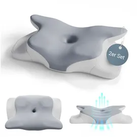 Juskys Nackenkissen 2er Set 40 x 80 cm Weiß/Grau