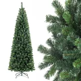 salcar Bleistift Weihnachtsbaum 180 cm Tannenbaum Künstlich mit Handschuhen, und Metallständer, Christbaum Slim - Grün