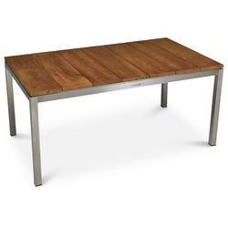 Tisch Utah - 166 x 95cm, Edelstahl - Teak gebürstet