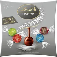 Lindt Schokolade LINDOR Sharing Silber | 250g | ca. 20 LINDOR Kugeln mit zartschmelzender Füllung in den Sorten Milch, Caramel & Salz, Pistazie, Double Chocolate | Schokoladen Geschenk | Pralinen