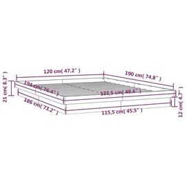 vidaXL Massivholzbett mit LED-Beleuchtung Wachsbraun 120x190 cm Kiefer