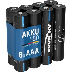 Akku Micro AAA, 550 mAh NI-MH 1,2V, 8 Stück, geringe Selbstentladung EINHEITSGRÖSSE