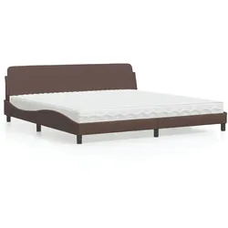 Bett mit Matratze Braun 200x200 cm Kunstleder