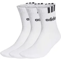 adidas 3-Streifen Linear Half-Crew Cushioned Socken, 3 Paar White / Black 31-33