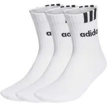adidas 3-Streifen Linear Half-Crew Cushioned Socken, 3 Paar White / Black 31-33