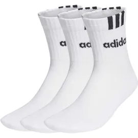 adidas 3-Streifen Linear Half-Crew Cushioned Socken, 3 Paar White / Black 31-33