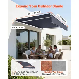 Vevor Gelenkarmmarkise 2,5 x 2 m grau