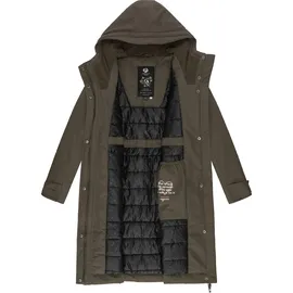 Ragwear Damen Langer Wintermantel Warmer wasserdichter Parka mit Schlüsselanhänger Refutura Remake Olive Gr. 3XL - 3XL