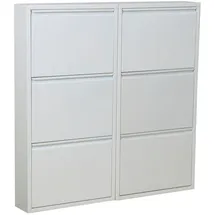 VCM Pisa Schuhschrank mit 6 Klappen/ in Metall weiss.Fertig montiert geliefert.