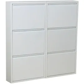 VCM Pisa Schuhschrank mit 6 Klappen/ in Metall weiss.Fertig montiert geliefert.
