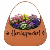 Harms Import Blumentasche Pflanztasche Garten Hereinspaziert Rostoptik Braun Eisen H 34 cm