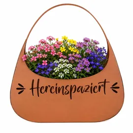 Harms Import Blumentasche Pflanztasche Garten Hereinspaziert Rostoptik Braun Eisen H 34 cm