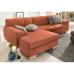 Ecksofa HOME AFFAIRE "Nika L-Form", orange (terra), B:277cm H:84cm T:84cm, Struktur fein (100% Polyester), 100% Polyester/ 85% Polyester+15% Polyacryl Melrose/Struktur, Sofas, Polsterecke, Struktur fein oder Melrose/Struktur, mit Bettfunktion