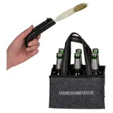 Out of the Blue Flaschenträger Geschenk-Set Flaschenöffner Kronkorken Schießer mit Flaschentasche - (2-St), Männerhandtasche grau