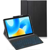 YHFZR Tastatur Hülle für Samsung Galaxy Tab Active 5/Tab Active3 8'' SM-X300/X306B/T570/T575, [Deutsches QWERTZ] Slim Hülle mit 7 Farben Beleuchtung Kabellose Tastatur mit Schützhülle, Schwarz
