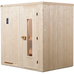 Sauna WEKA "Halmstad", beige (natur), Bio-Ofen, externe Steuerung, 7,5 kW, Saunen, 7,5 kW Bio-Ofen mit digitaler Steuerung