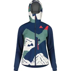Maloja Hybridjacke SennesM. Printed (hohe Atmungsaktivität, 3-Lagen Softshell) midnightblau Damen