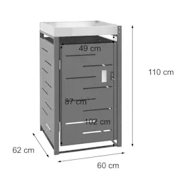 Mendler Mülltonnenverkleidung HWC-H40b 110 x 60 x 62 cm grau