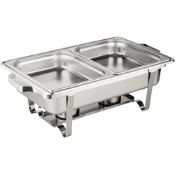 Morleos Speisewärmer Chafing Dish Basic Set | 2x GN 1/2 Behälter | 61x36x32cm | Edelstahl | Wärmehaltebehälter Buffet Gastronomie Wärmebehälter