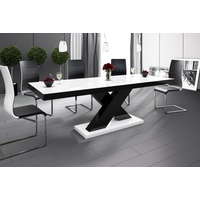 designimpex Esstisch Design Tisch HE-888 Weiß / Schwarz Hochglanz ausziehbar 160 bis 210 cm schwarz|weiß