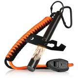 CampFeuer Feuerzeug Feuerstahl mit Multi-Tool, Notfall-Pfeife und Karabiner, Survival Set, Feuerstahl mit Multi-Tool, Notfall-Pfeife und Karabiner orange|schwarz