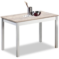 ASTIMESA Fester Tisch Küchentisch, Metall Glas Holz, Amundsen, 90x50cm