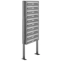 AL Briefkastensysteme 10 Fächer Premium Edelstahl Stand Briefkasten Anlage für Post A4 modern, robust, wetterfest, Artikelnummer: 132V10S1