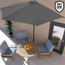 Kingsleeve Sonnenschirm halbrund 2,7m UV-Schutz 80+ Abdeckung anthrazit