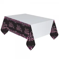 Happy Birthday Tischdecke pink schwarz
