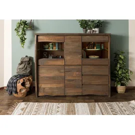 MASSIVMOEBEL24.DE Highboard 166 x 48 x 145 cm Braun geölt