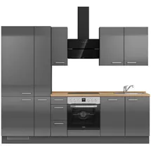 Nobilia Küchenleerblock Flash, Eiche, Schiefer, Metall, 3 Schubladen, nur wie online abgebildet bestellbar, 270 cm, Blauer Engel, Pefc, Goldenes M, Made in Germany, DGM-Klimapakt, seitenverkehrt erhältlich, vormontierter Korpus, Küchen, Küchenzeilen &