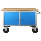 Proregal Mobile Werkbank Rhino mit 2 Türen | HxBxT 83x130x60cm | Traglast 500kg | Lichtgrau/Lichtblau
