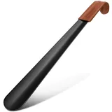 ZOMAKE Schuhlöffel Metall Lang 42cm - Langer Schuhanzieher Edelstahl Shoe Horn,Schwarz Schuhlöffel Lang Stabil Mit Ledergriff Für Stiefel(Schwarz)