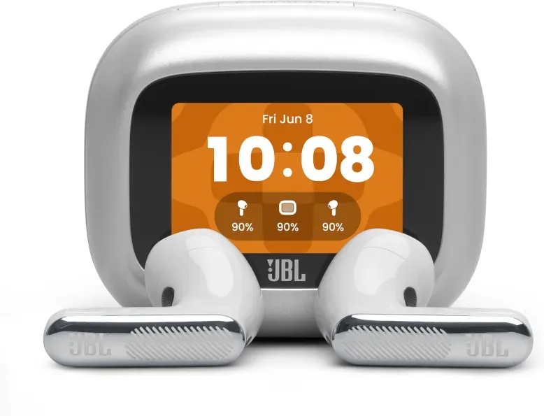 JBL LIVE FLEX 4 – True Wireless Ohrhörer mit Geräuschunterdrückung, kabelloses Aufladen, Smart-Case, Silber