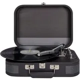 Aiwa VPX-1951/TN Vintage-Plattenspieler, tragbar, mit Kunstlederkoffer, bidirektionaler Bluetooth, MP3-Player und USB-Recorder, Retro-Design und Moderne Funktionalität, Titanfarbe