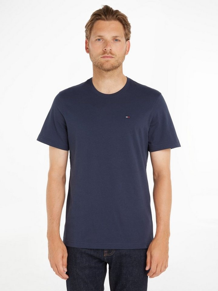 Tommy Jeans T-Shirt TJM ESSENTIAL SOLID TEE Regular Fit mit Rundhalsausschnitt und dezenter Logo-Flag blau S (46)