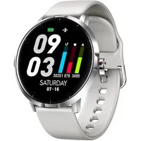 Emporia Watch Basic Smartwatch, Uhr mit Schlafüberwachung, Herzfrequenzmessung, Blutsauerstoffmessung & Blutdruckmessung, Inkl. Schrittzähler, Wettervorhersage Funktion, Für Damen & Herren, Silber