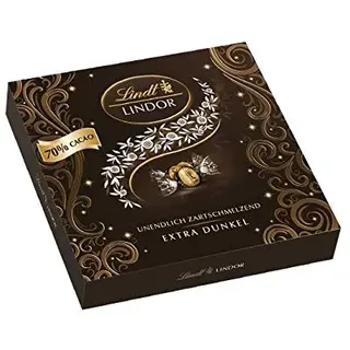 Lindt LINDOR Präsent Box Extra Dunkel 70% Kakao, Schokoladengeschenk, ca. 15 LINDOR Kugeln, 186 g
