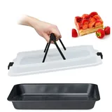 Relaxdays Backblech mit Deckel, 3in1 Kuchen Transportbox, BxT 40,5x32,5 cm, hoher Rand, Kuchenblech rechteckig, schwarz