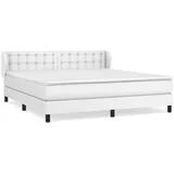 vidaXL Boxspringbett mit Matratze Weiß 180x200 cm Kunstleder