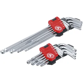 BGS Do it yourself Winkelschlüssel-Satz lang T-Profil (für Torx) T10 - T50 / Innensechskant 1,5 - 10 mm 18-tlg.