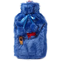 BiggDesign Wärmflasche mit waschbarem weichem Plüschbezug, Bettflasche, für Kinder und Erwachsene, 2L Wärmflasche für Rücken-, Bauch- & Muskelschmerzen (Dunkelblau)