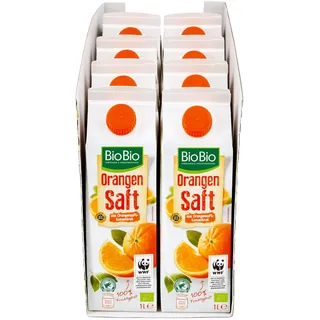 BioBio Orangensaft 1 Liter, 8er Pack
