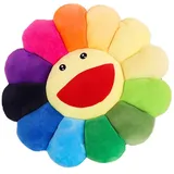 BestTas Plüschkissen in Blumenform, 43,2 cm, Sonnenblumenkissen, Sofakissen, Stuhlkissen, Bodenkissen für Kinder, Lesen, Ecken, Fernsehen, Schlafzimmer, Dekoration (Regenbogen – 55,9 cm)